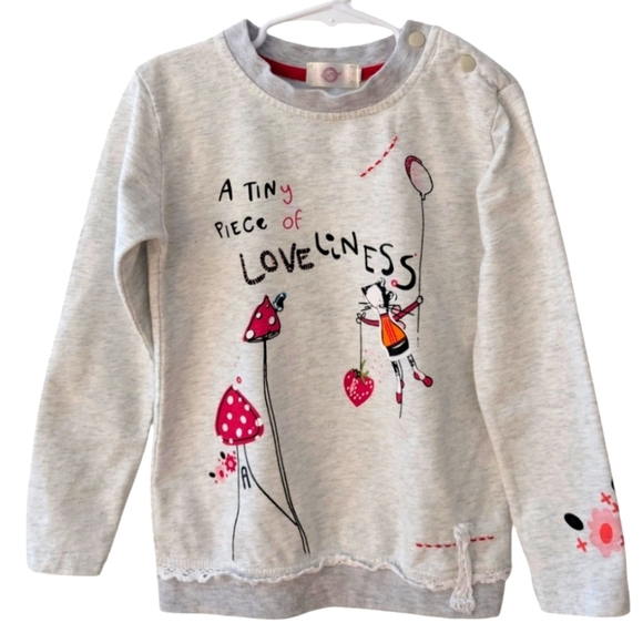 Kids Tales Graphic Long Sleeve Shirt Gray And Pink Cotton Size 6-7 - Picture 2 of 4